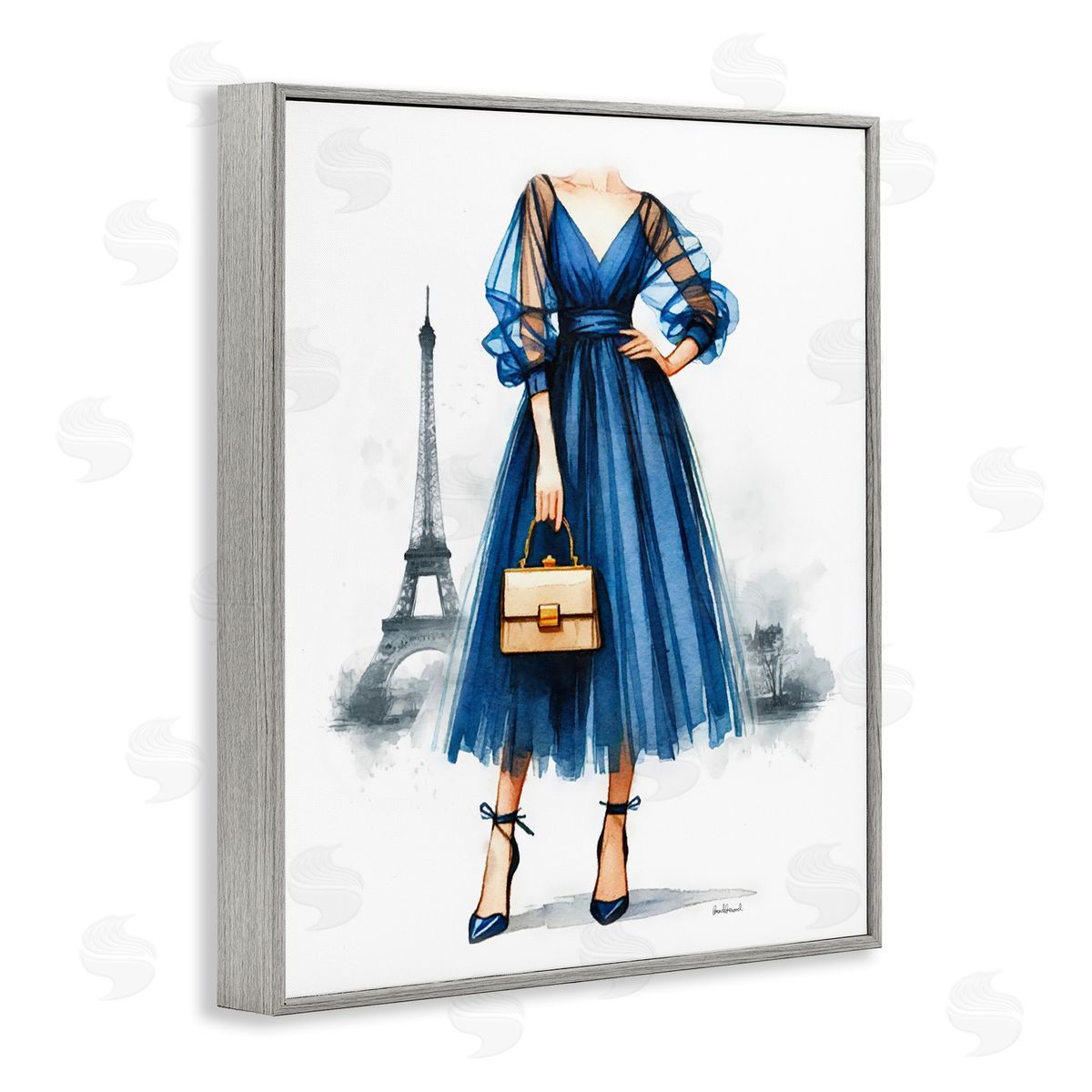 Amanda Greenwood Eiffel Town & Fashion Gray Framed Giclee Wall Art Print