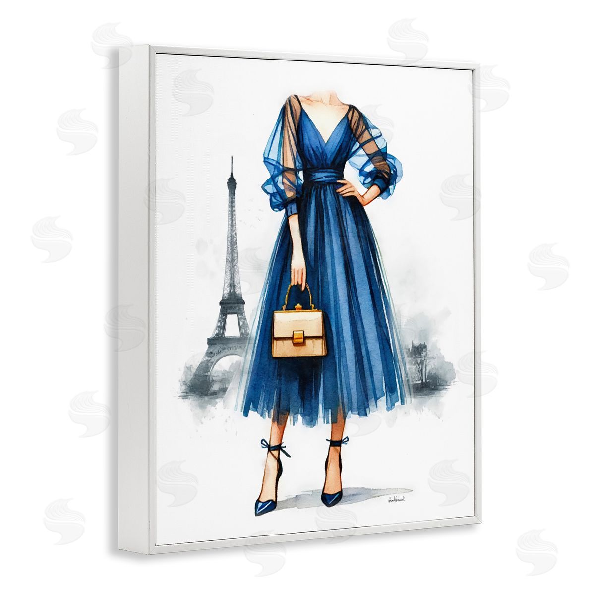 Amanda Greenwood Eiffel Town & Fashion White Framed Giclee Wall Art Print