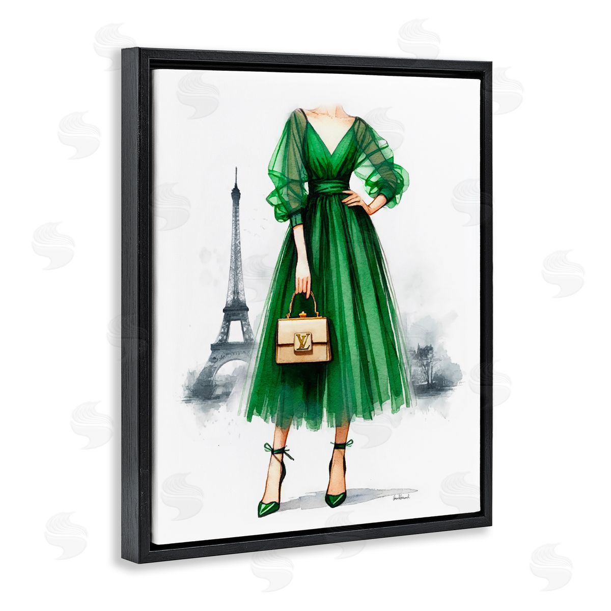 Amanda Greenwood Parisian Girl Fashion Black Floating Frame Canvas Wall Art Print
