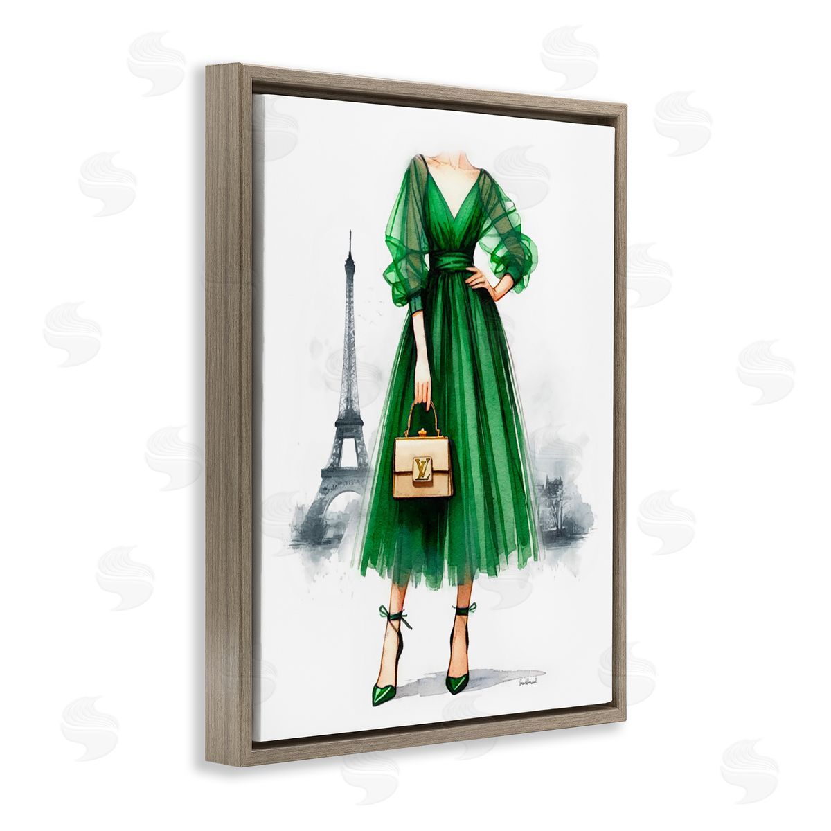Amanda Greenwood Parisian Girl Fashion Brown Floating Frame Canvas Wall Art Print