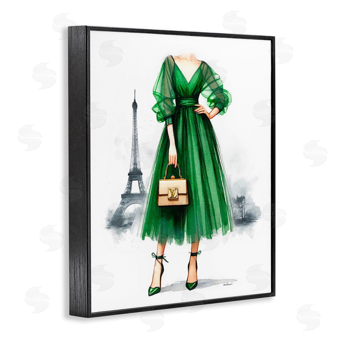 Amanda Greenwood Parisian Girl Fashion Black Framed Giclee Wall Art Print