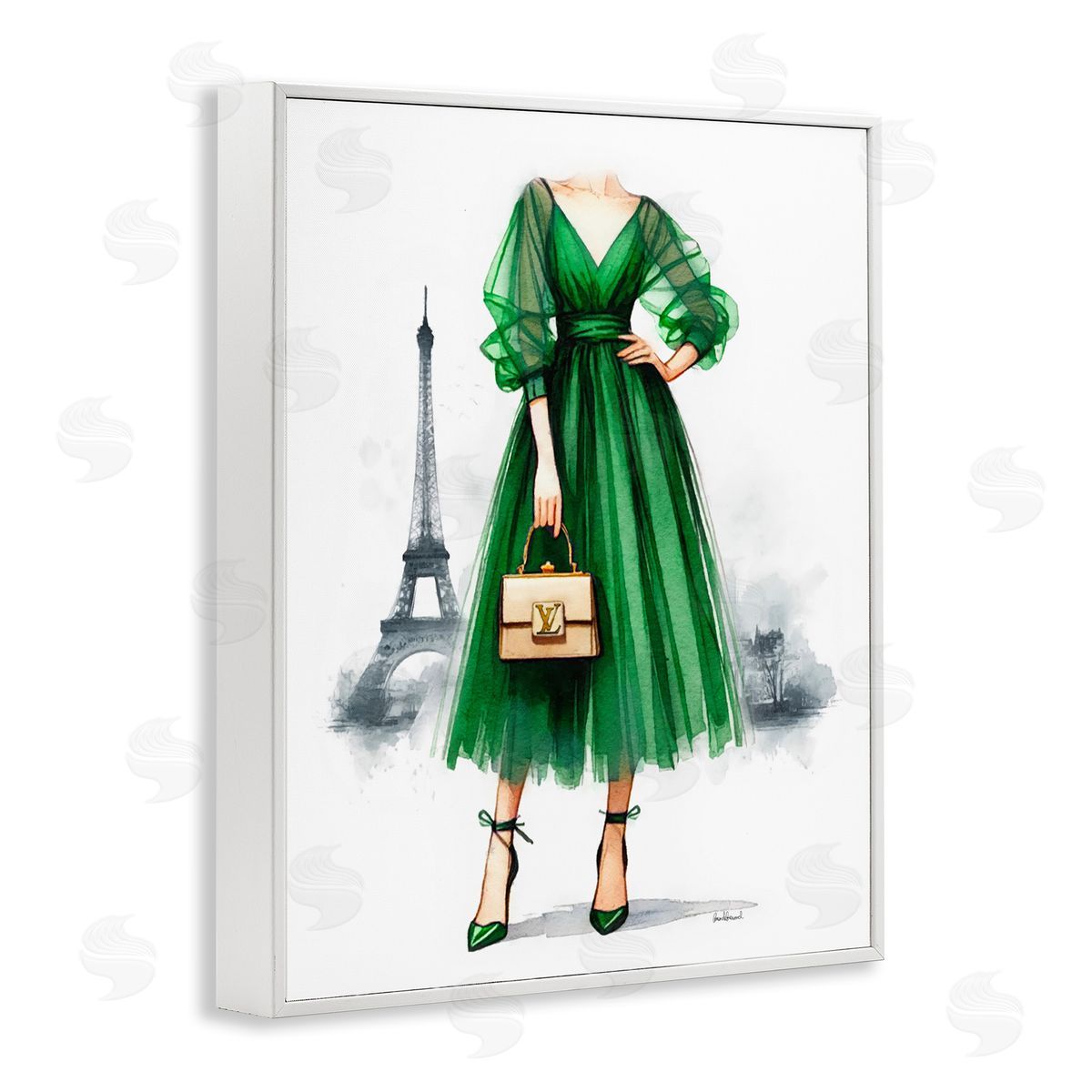 Amanda Greenwood Parisian Girl Fashion White Framed Giclee Wall Art Print