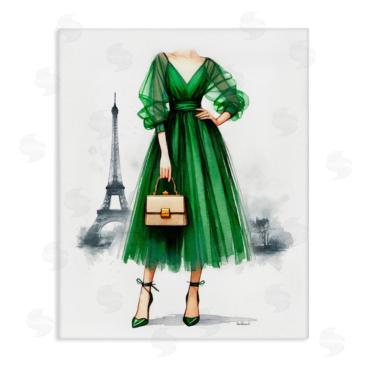 Amanda Greenwood Parisian Green Dress Canvas Wall Art Print