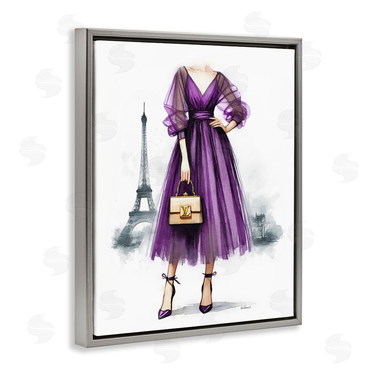 Amanda Greenwood Parisian Purple Dress Gray Floating Frame Canvas Wall Art Print