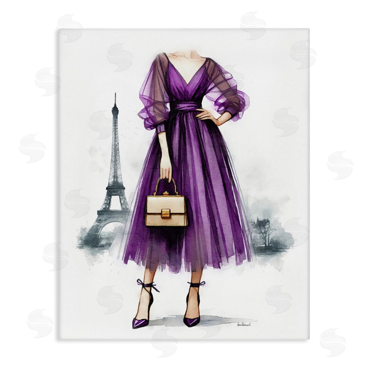 Amanda Greenwood Glam Purple Paris Gown Canvas Wall Art Print