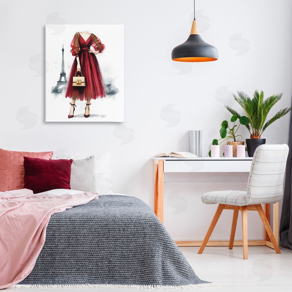 Amanda Greenwood Parisian Girl in Dress Canvas Wall Art Print in Room