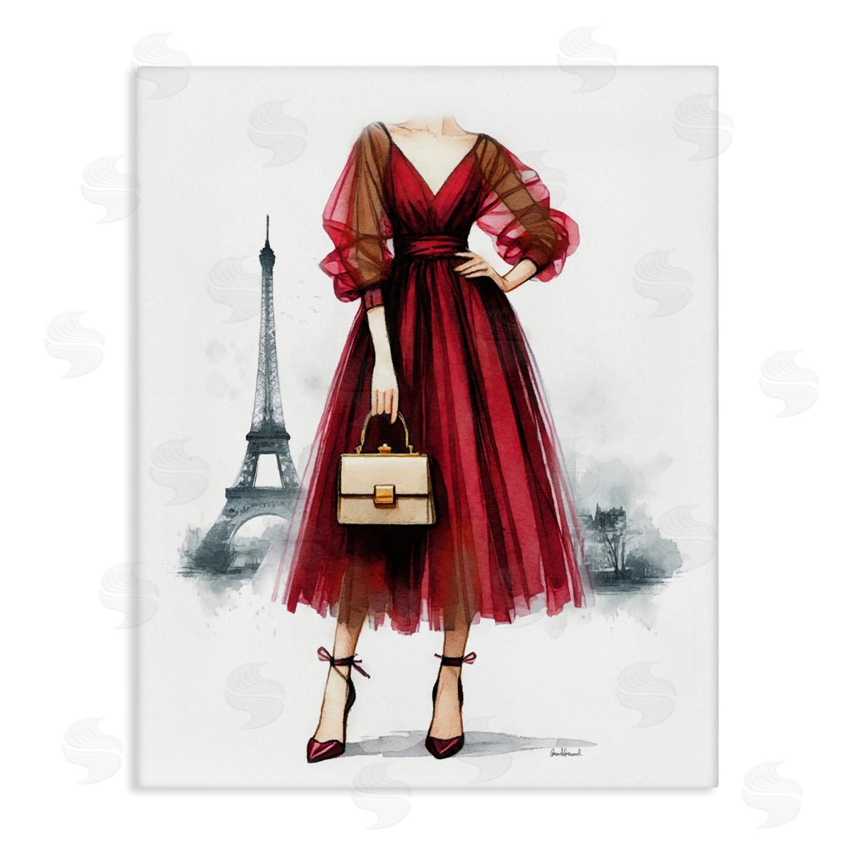 Amanda Greenwood Parisian Fashion Red Dress Canvas Wall Art Print
