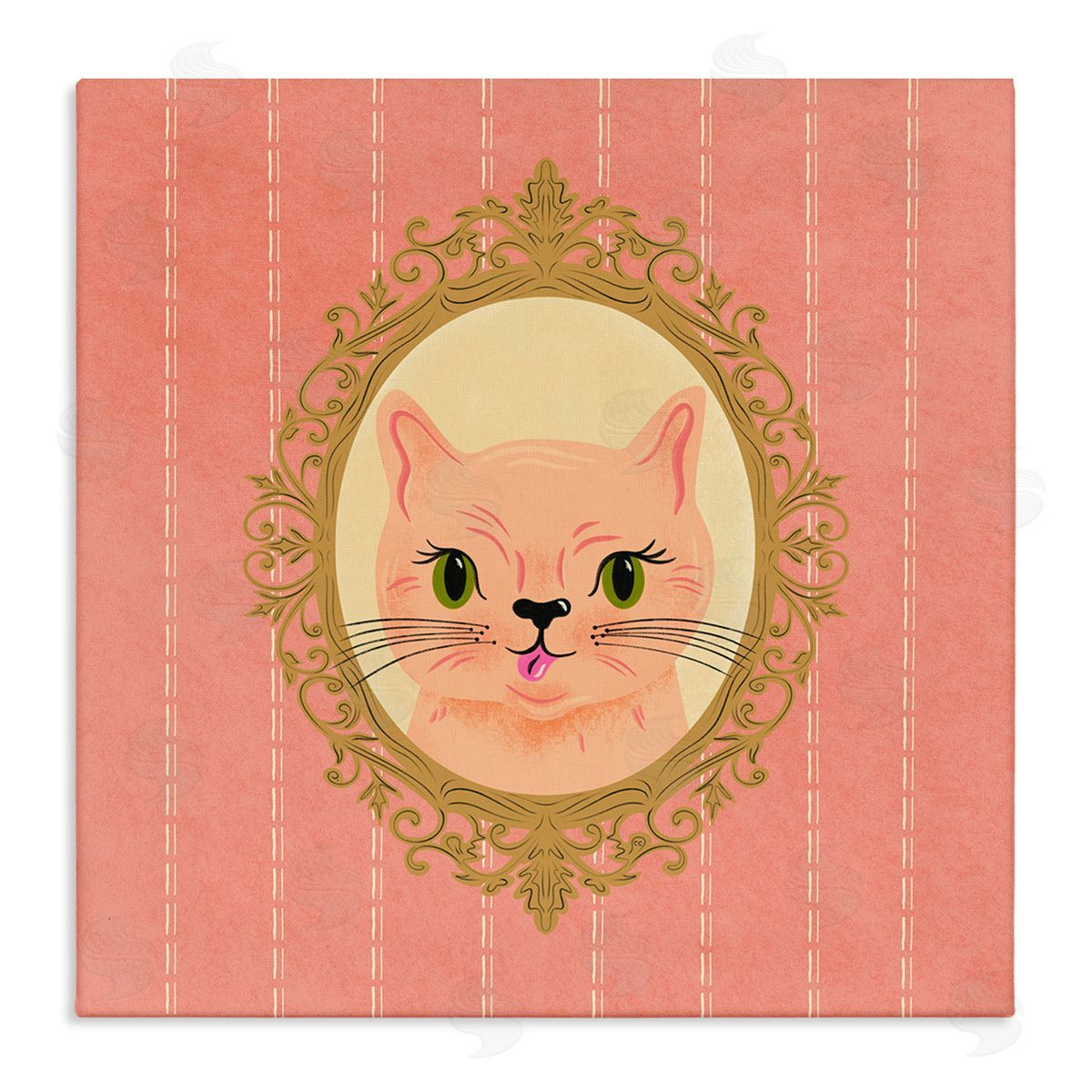 Carrie Cantwell Peach Cat Portrait Canvas Wall Art Print