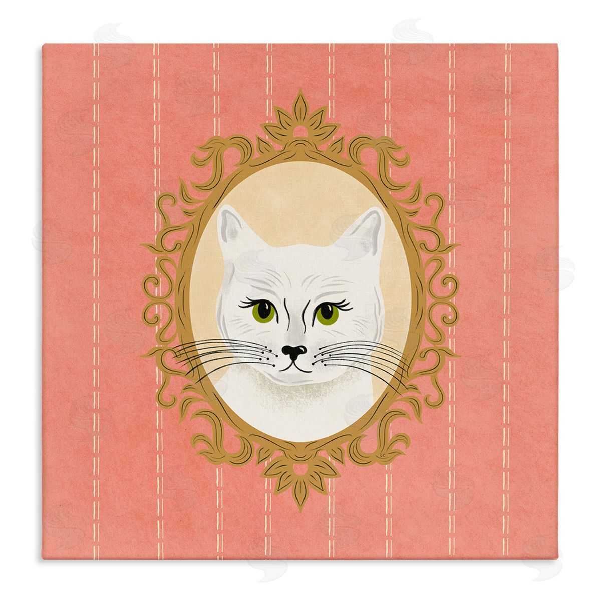Carrie Cantwell White Cat Portrait Canvas Wall Art Print