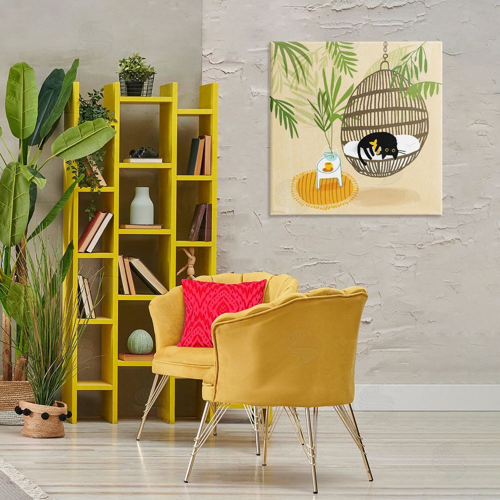 Leeza Hernandez Sleepy Cats on Porch Swing Canvas Wall Art Print in Room