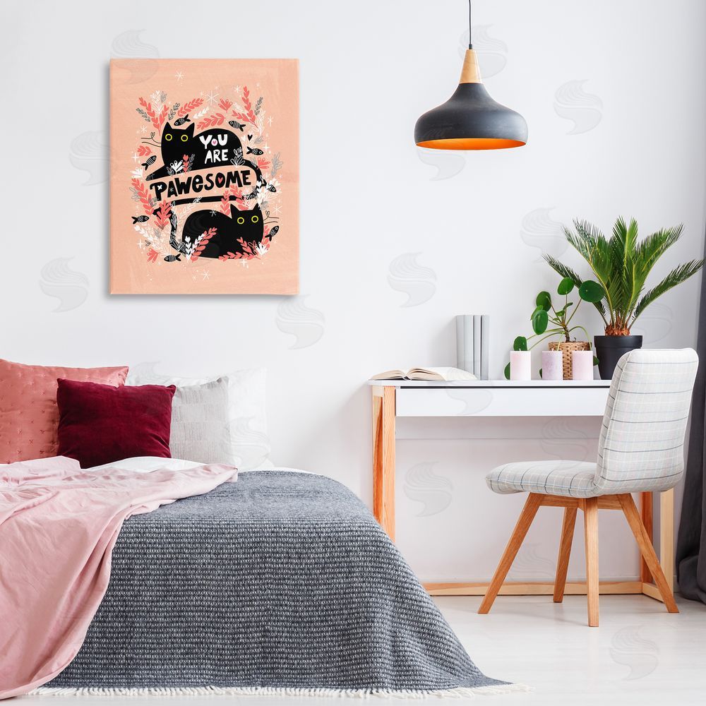 Leeza Hernandez You Are Pawesome Cats Canvas Wall Art Print in Room