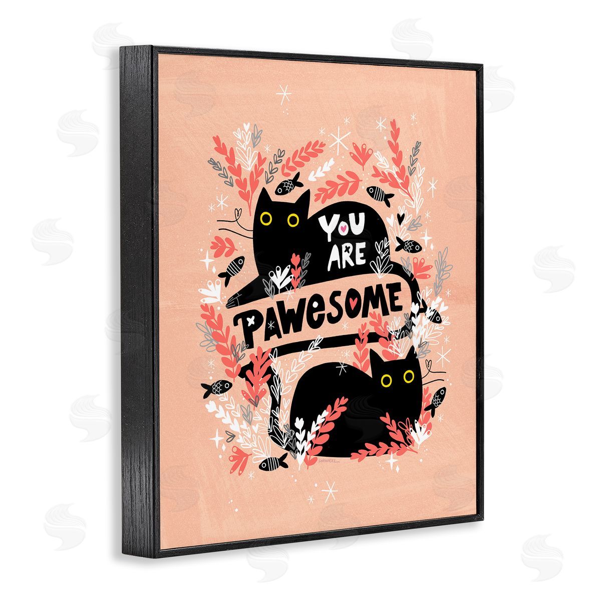 Leeza Hernandez You Are Pawesome Cats Black Framed Giclee Wall Art Print
