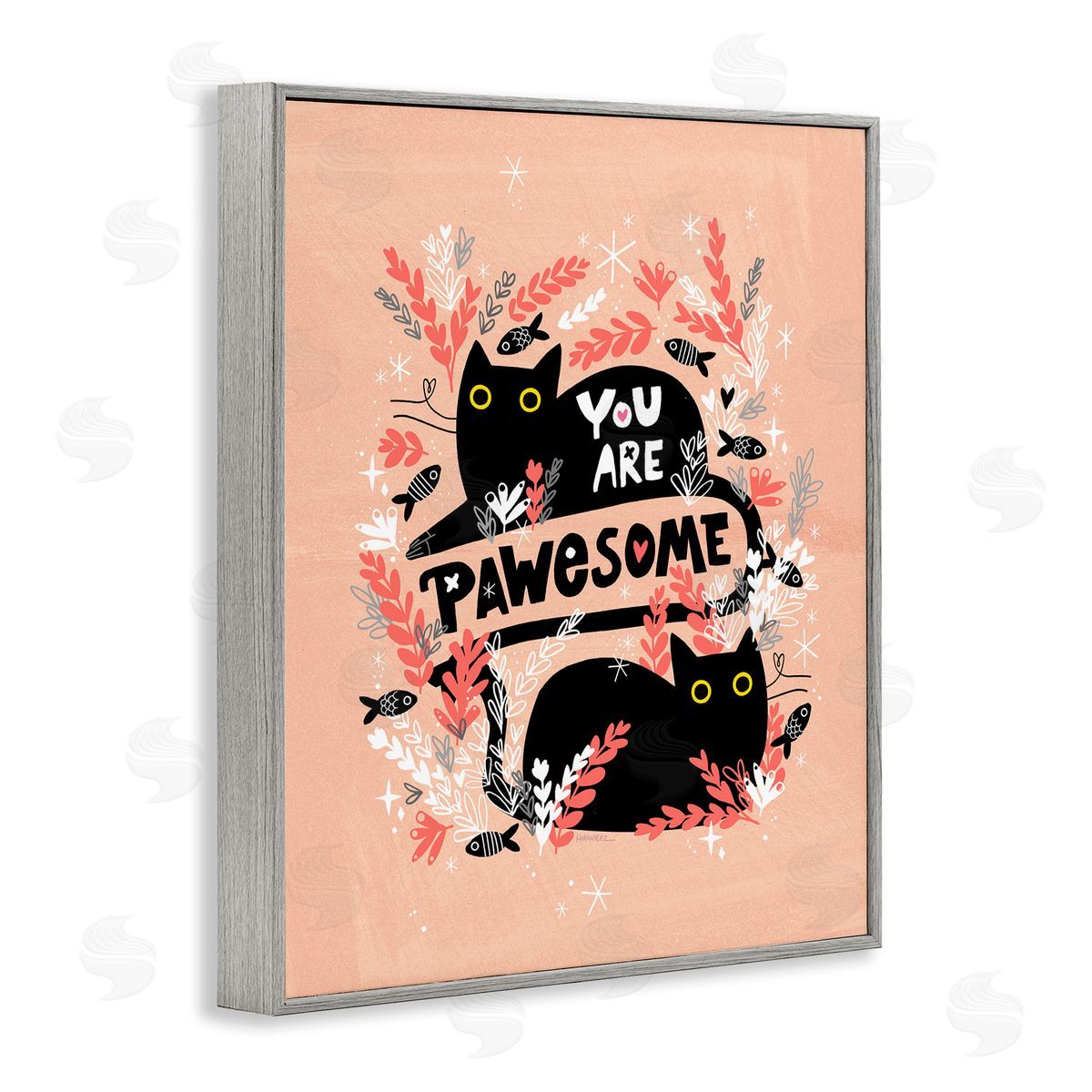 Leeza Hernandez You Are Pawesome Cats Gray Framed Giclee Wall Art Print