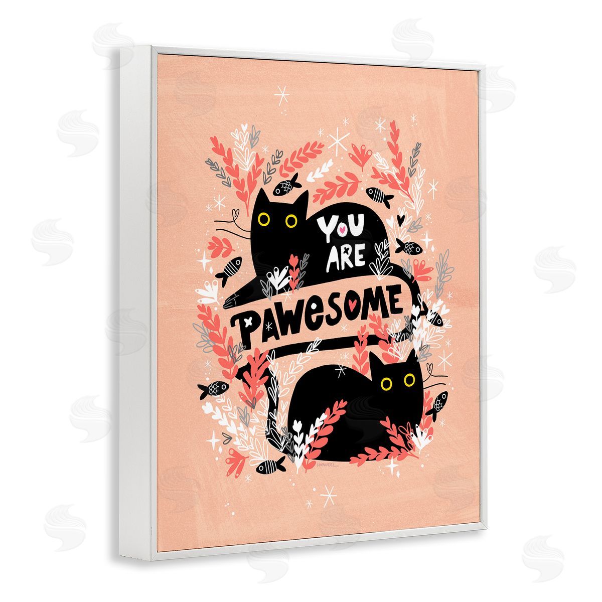 Leeza Hernandez You Are Pawesome Cats White Framed Giclee Wall Art Print