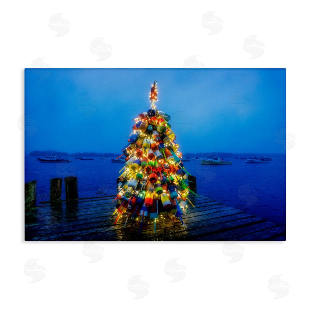 Rick Berk Lit Bouys Christmas Tree Canvas Wall Art Print