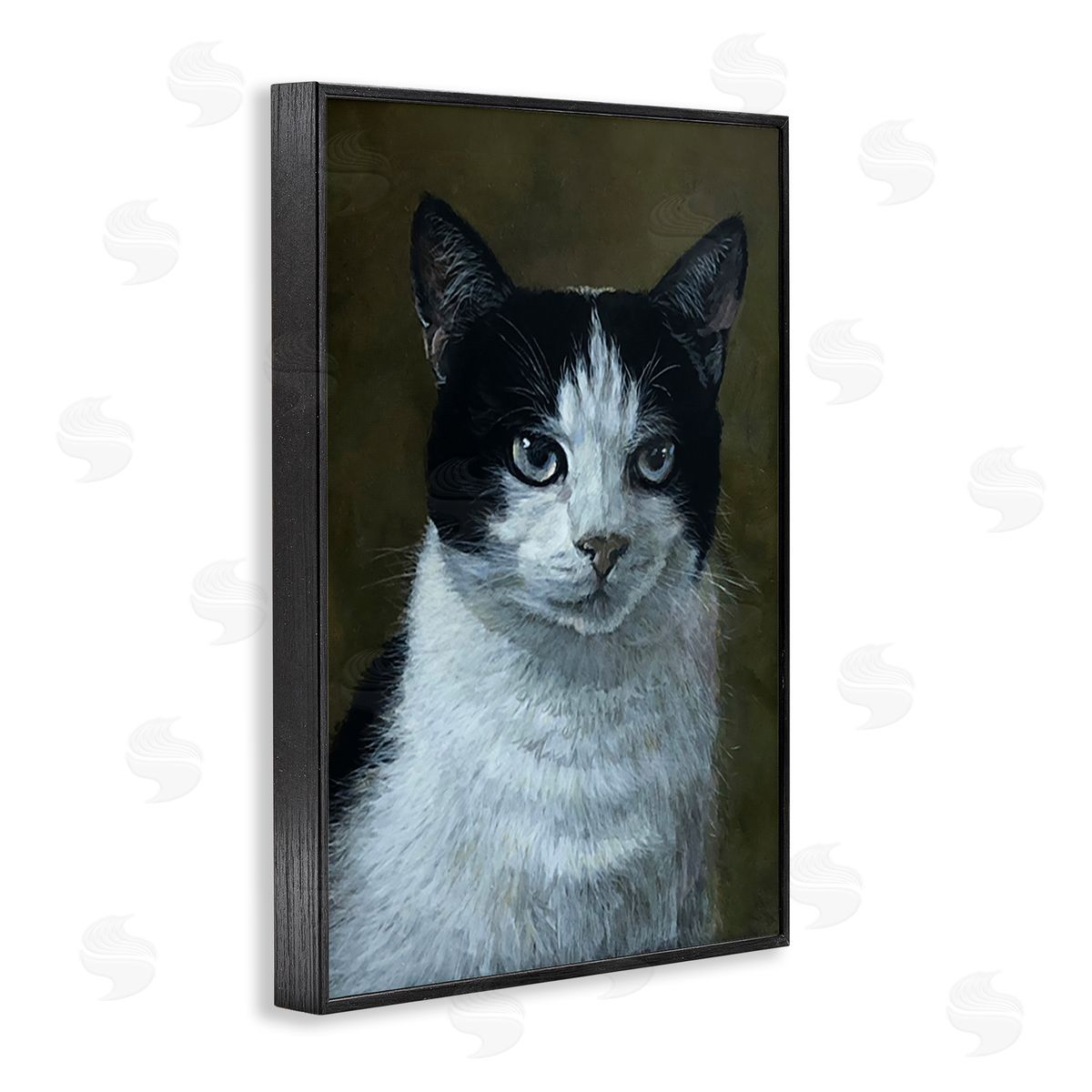 Laura Mark-Finberg Black & White Cat Angst Black Framed Giclee Wall Art Print