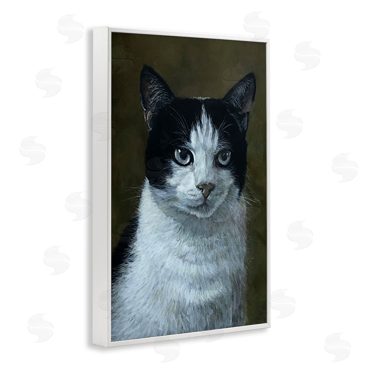 Laura Mark-Finberg Black & White Cat Angst White Framed Giclee Wall Art Print