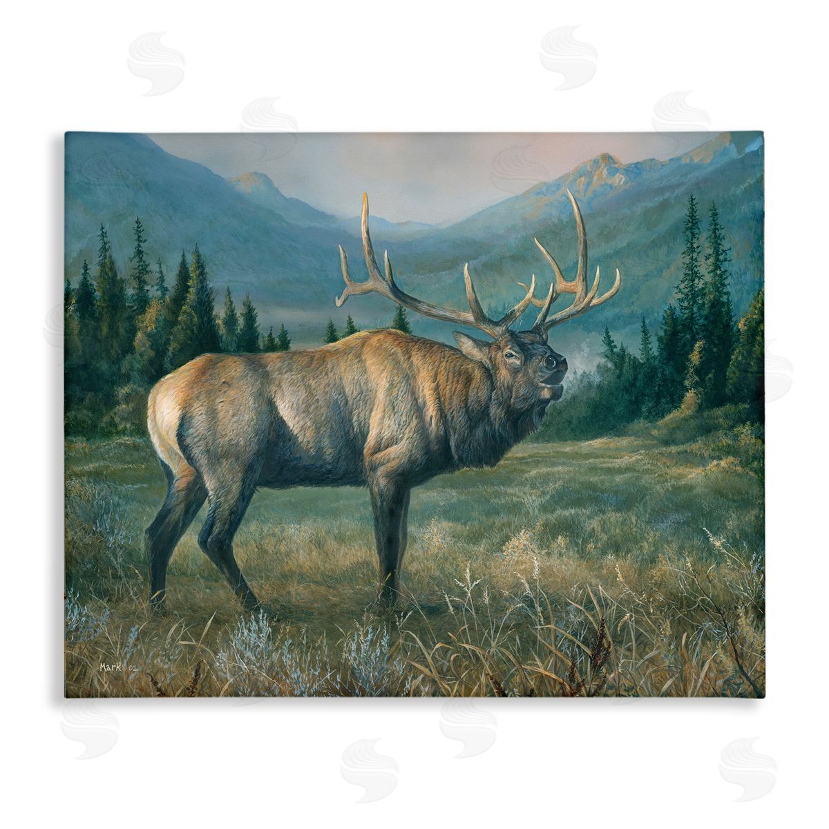 Laura Mark-Finberg Powerful Elk in Field Canvas Wall Art Print