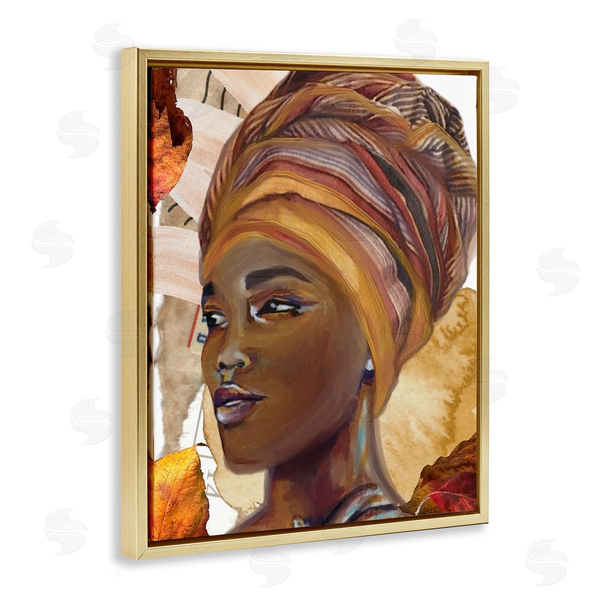 Jesse Keith Natural Tone Woman Portrait Gold Floating Frame Canvas Wall Art Print