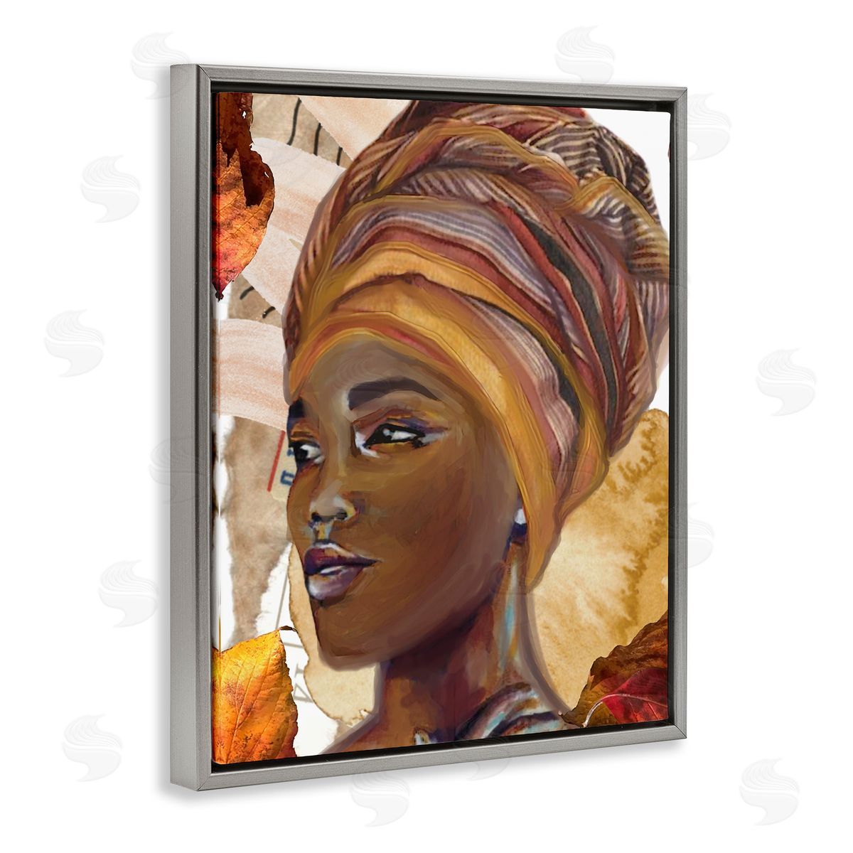Jesse Keith Natural Tone Woman Portrait Gray Floating Frame Canvas Wall Art Print