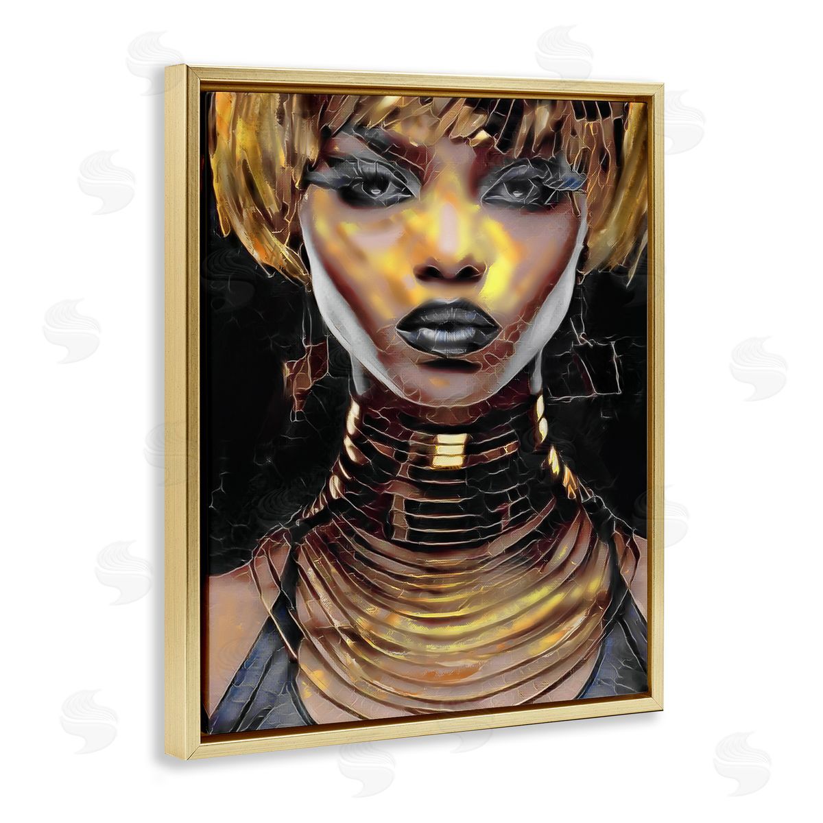 Jesse Keith Intense Glam Woman Portrait Gold Floating Frame Canvas Wall Art Print