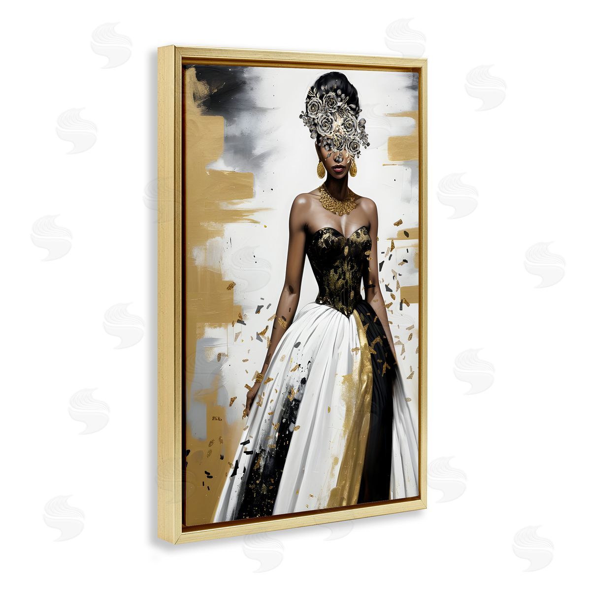 Kim Allen Elegant Woman Beautiful Gown Gold Floating Frame Canvas Wall Art Print