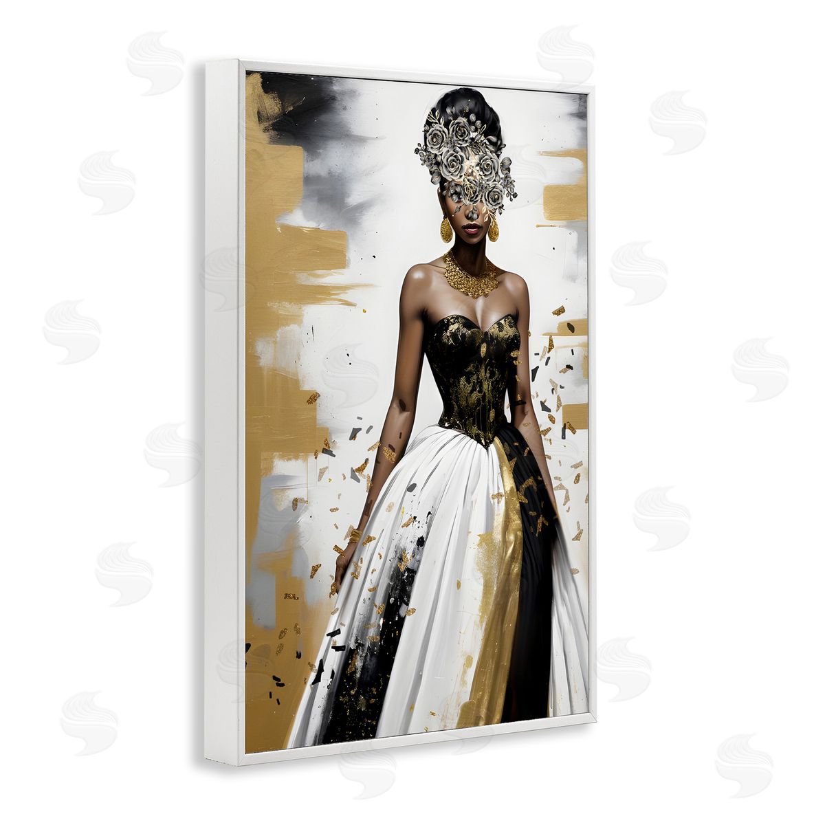 Kim Allen Elegant Woman Beautiful Gown White Framed Giclee Wall Art Print