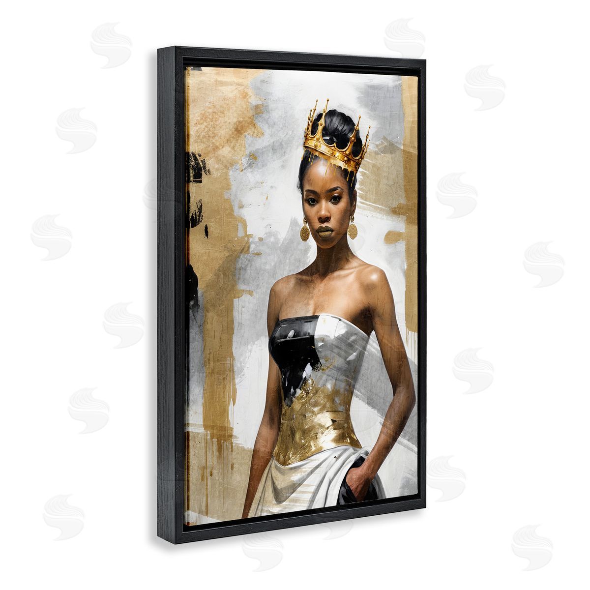 Kim Allen Glam Abstraction Woman Black Floating Frame Canvas Wall Art Print