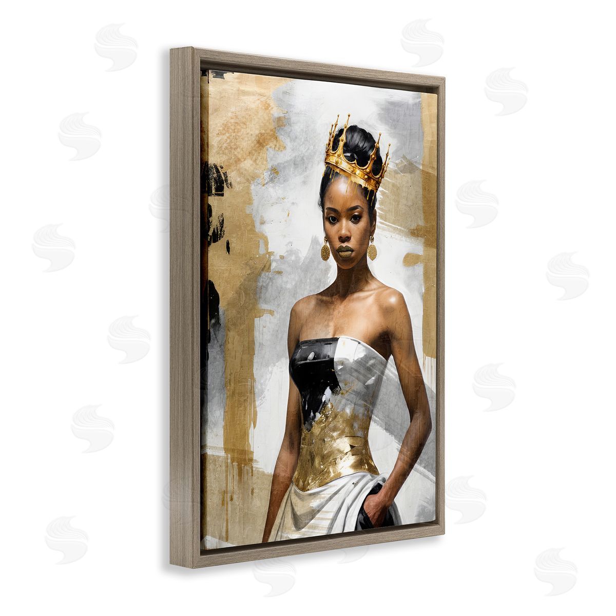 Kim Allen Glam Abstraction Woman Brown Floating Frame Canvas Wall Art Print