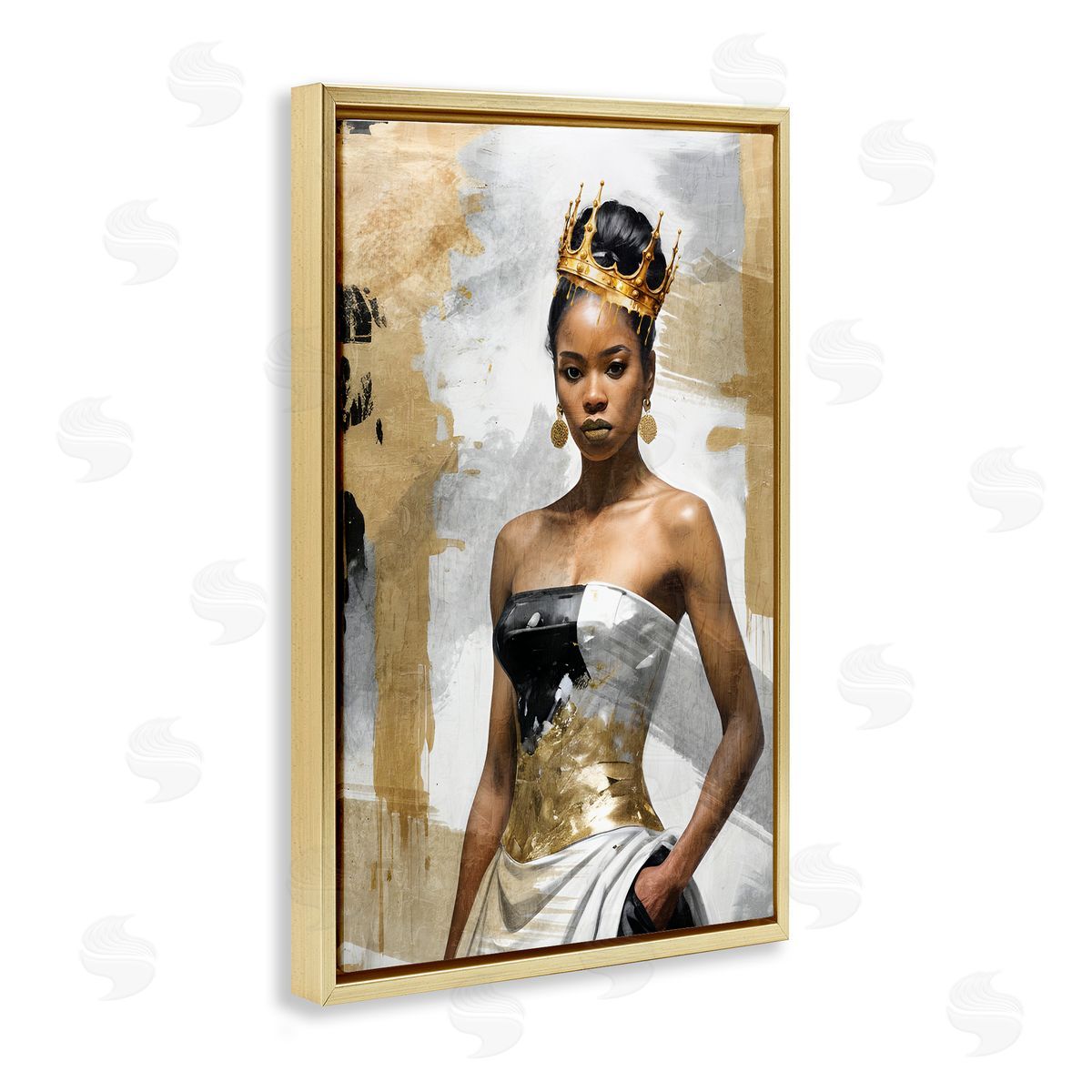 Kim Allen Glam Abstraction Woman Gold Floating Frame Canvas Wall Art Print