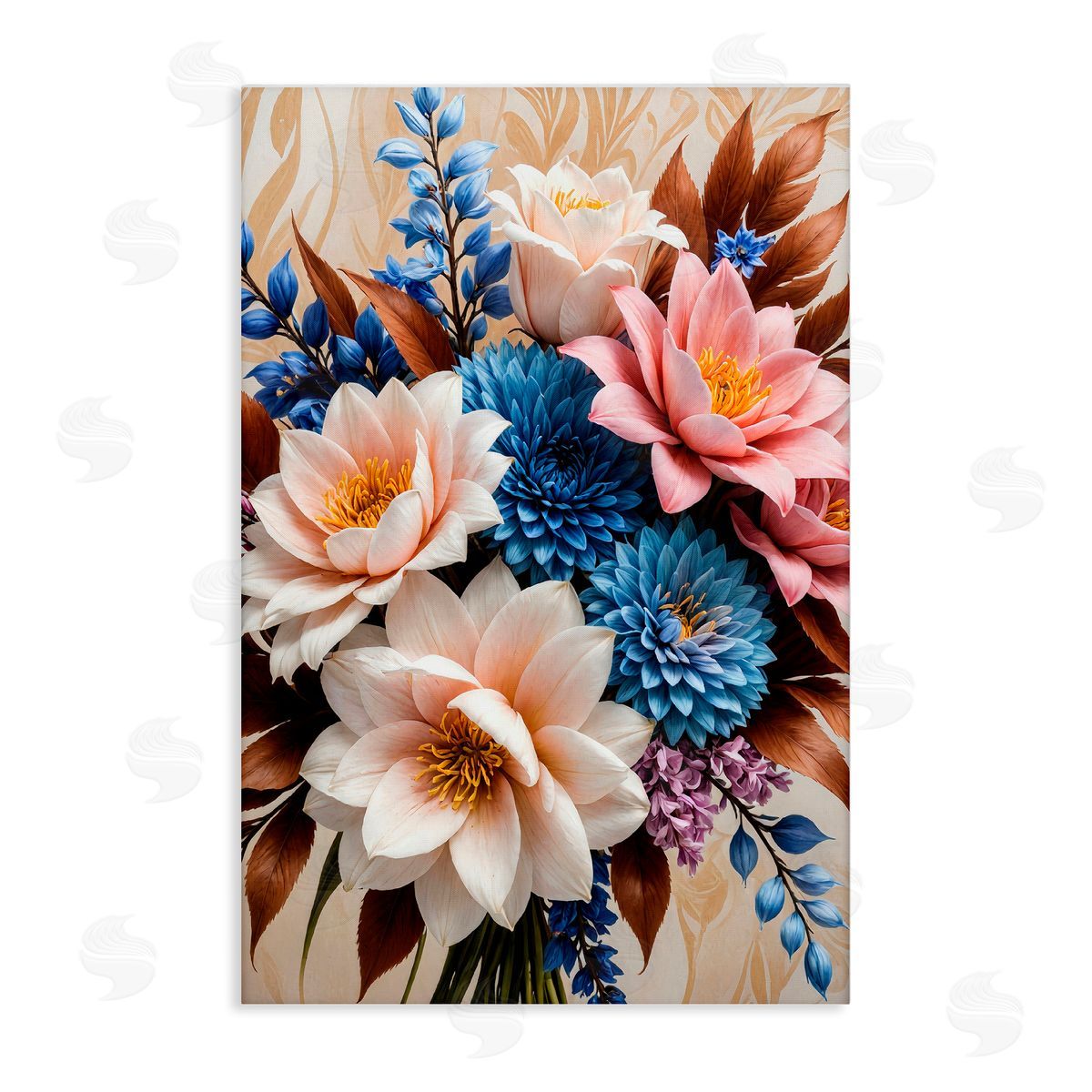 Yuri Khrushch Pink & Blue Mixed Bouquet Canvas Wall Art Print