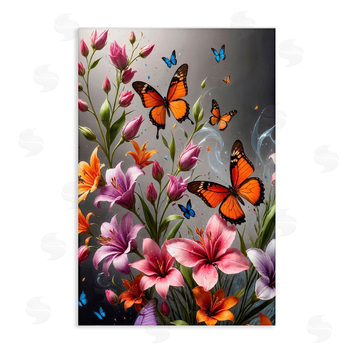 Yuri Khrushch Monarch Butterflies & Lilies Canvas Wall Art Print