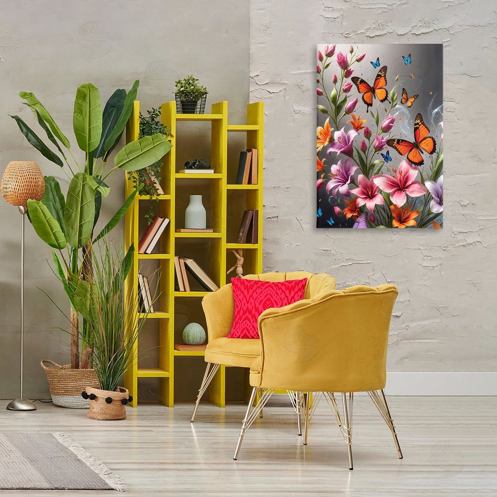 Yuri Khrushch Monarch Butterflies & Lilies Canvas Wall Art Print in Room
