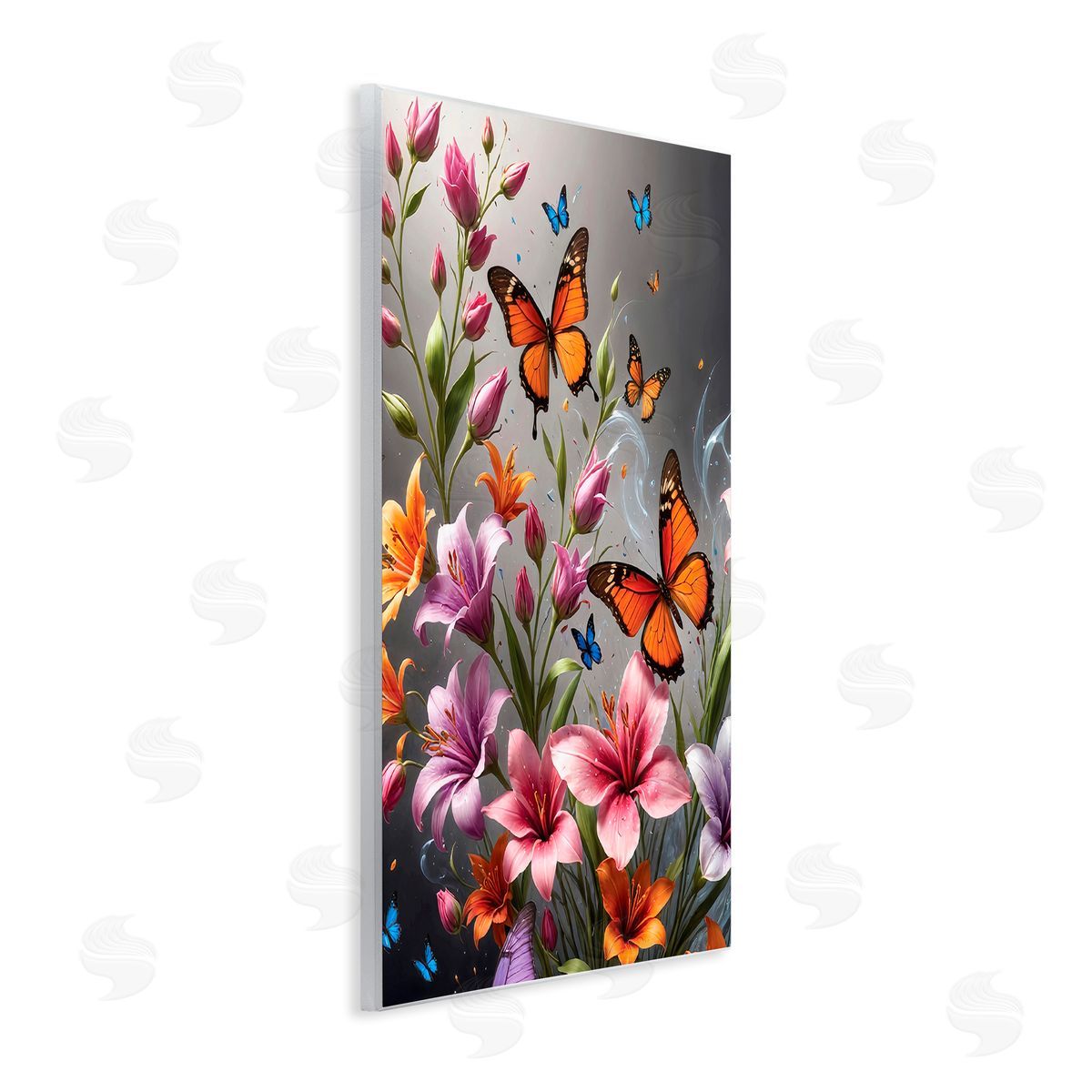 Yuri Khrushch Monarch Butterflies & Lilies Wooden Wall Plaque Art Print