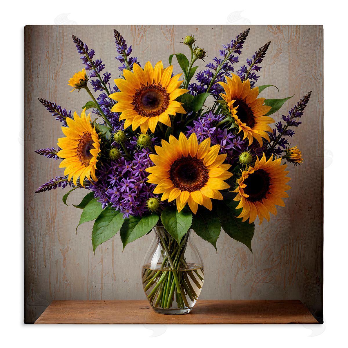 Yuri Khrushch Sunflower & Lavender Bouquet Canvas Wall Art Print