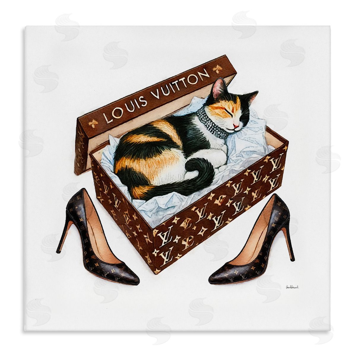 Amanda Greenwood Kitty Sleeping in Shoebox Canvas Wall Art Print