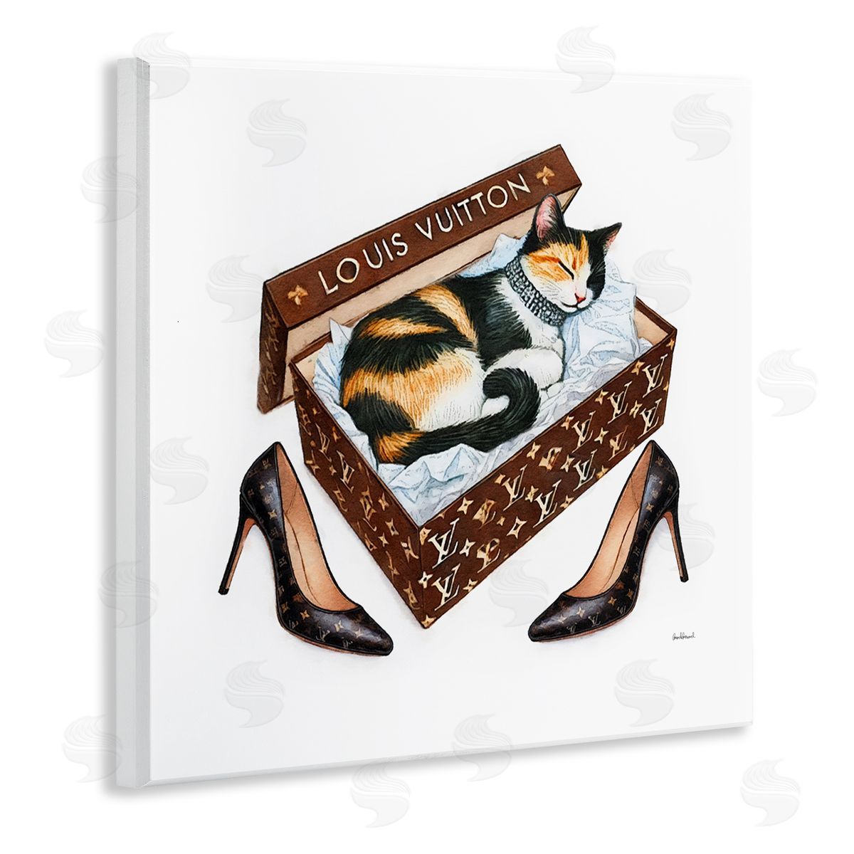 Amanda Greenwood Kitty Sleeping in Shoebox Wooden Wall Plaque Art Print