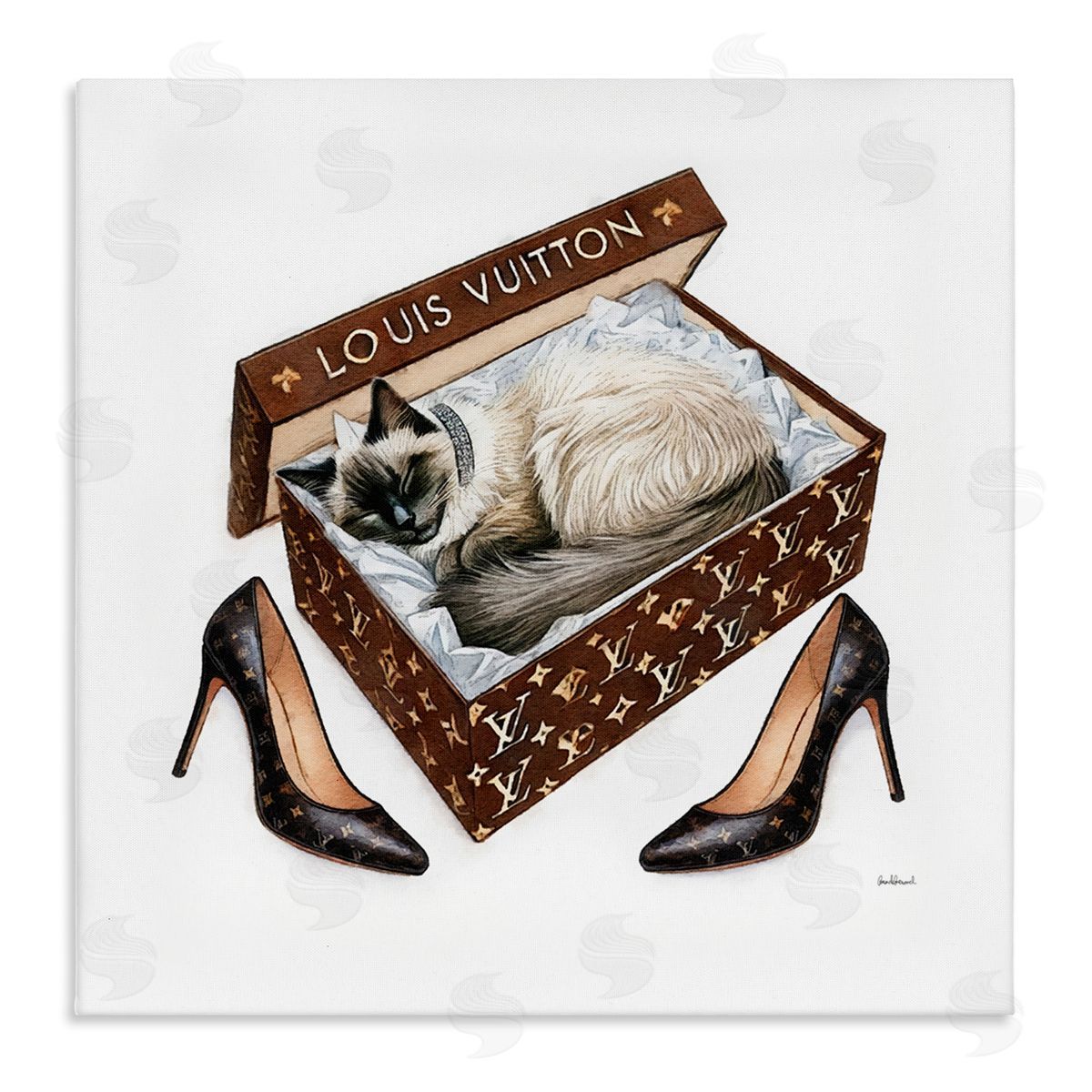 Amanda Greenwood Kitty Sleeping Heels Box Canvas Wall Art Print