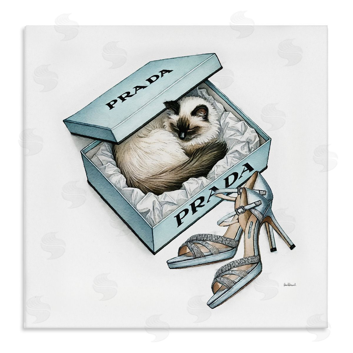 Amanda Greenwood Sleepy Kitten in Shoebox Canvas Wall Art Print
