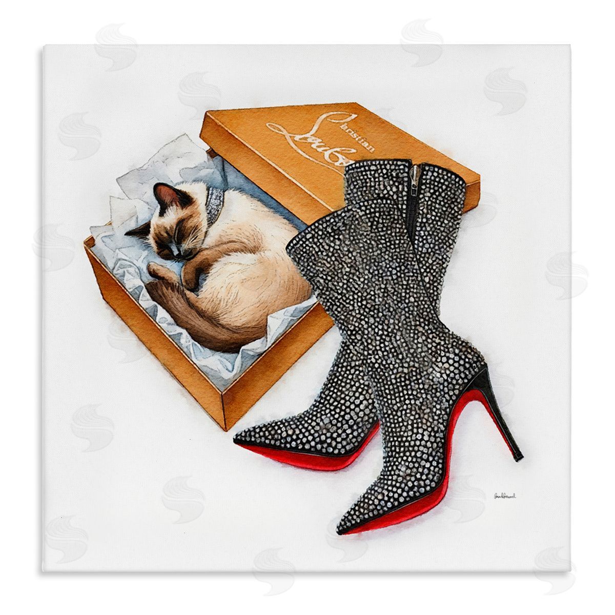 Amanda Greenwood Stylish Shoebox Cat Canvas Wall Art Print
