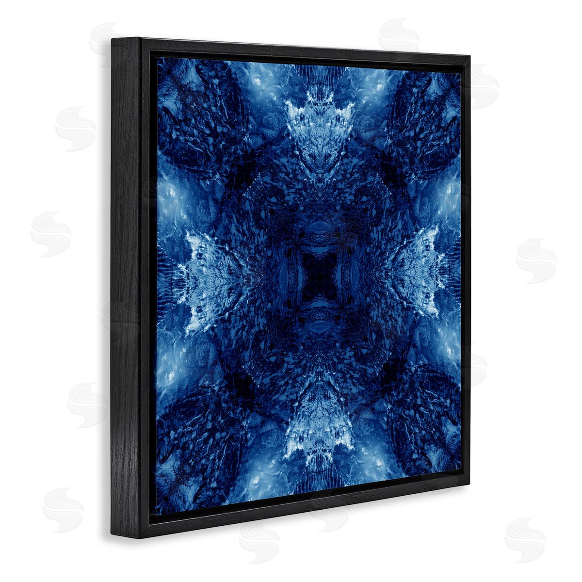 El Perkin Symmetrical Tie Dye Pattern Black Floating Frame Canvas Wall Art Print