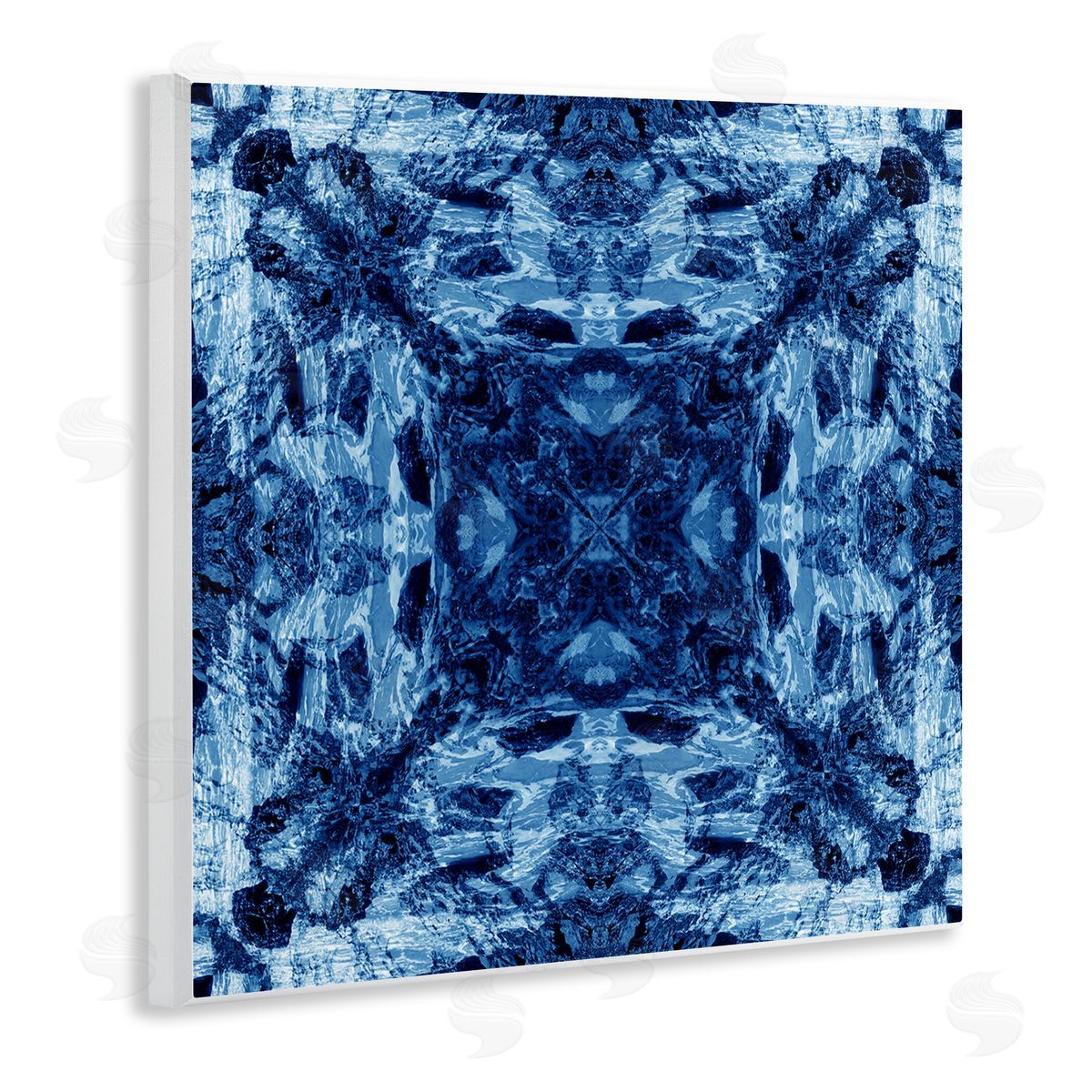 El Perkin Blue Tie Dye Symmetry Wooden Wall Plaque Art Print