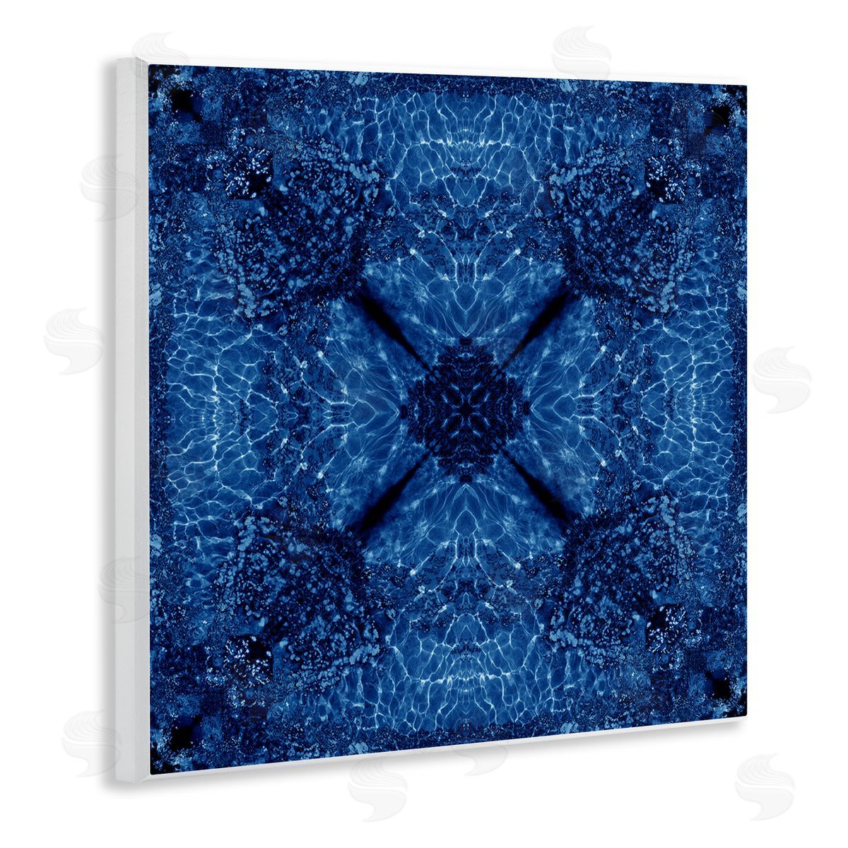 El Perkin Dark Blue Patterned Wooden Wall Plaque Art Print