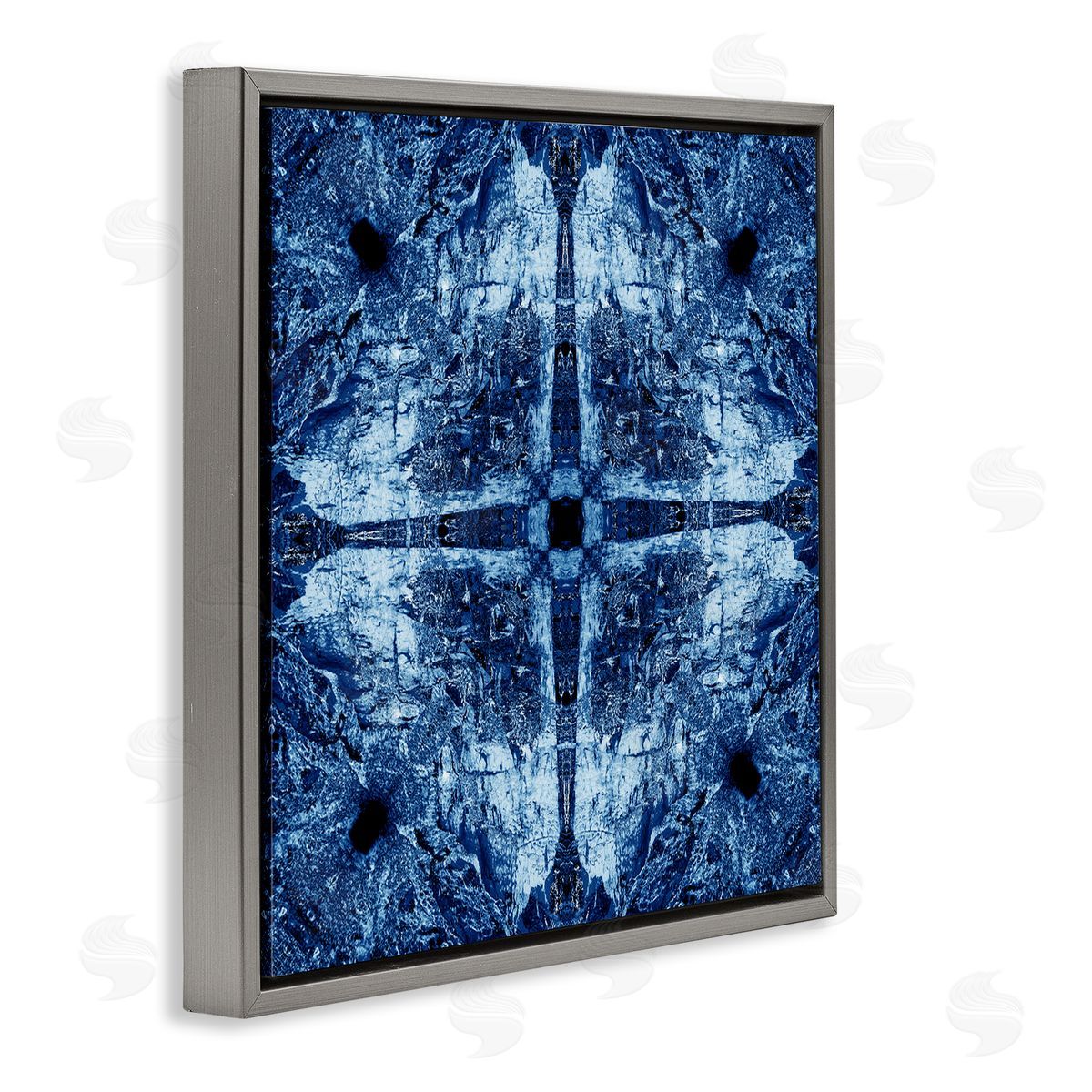 El Perkin Modern Mosaic Pattern Gray Floating Frame Canvas Wall Art Print