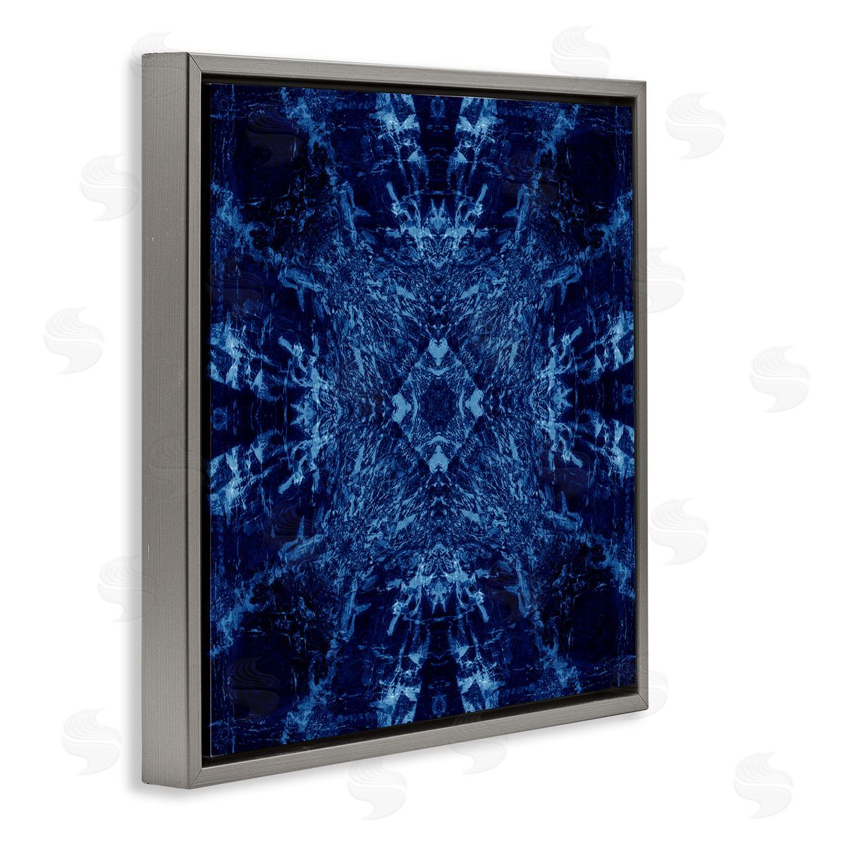 El Perkin Dark Tie Dye Style Gray Floating Frame Canvas Wall Art Print
