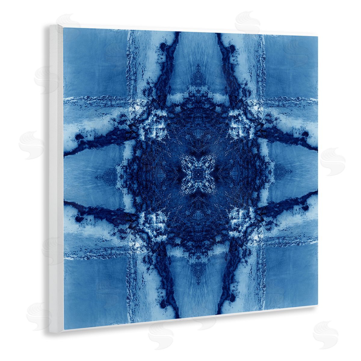 El Perkin Blue Geometric Shapes Wooden Wall Plaque Art Print