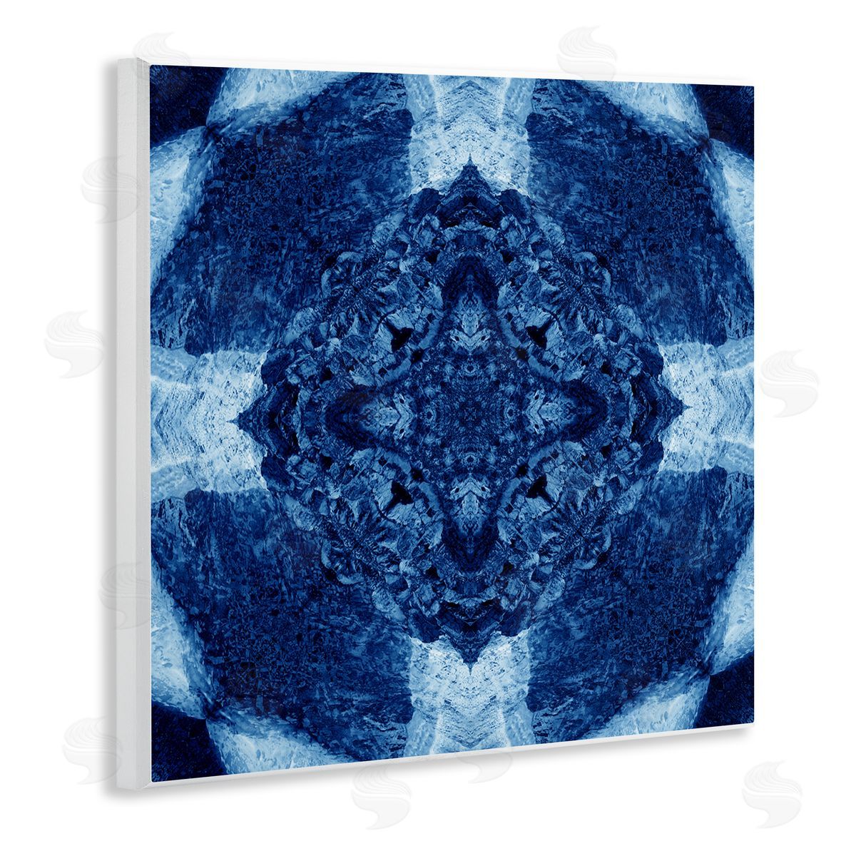 El Perkin Blue & White Geometric Wooden Wall Plaque Art Print