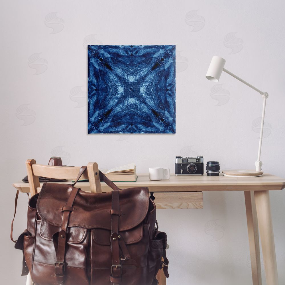 El Perkin Mirrored Blue Pattern Canvas Wall Art Print in Room
