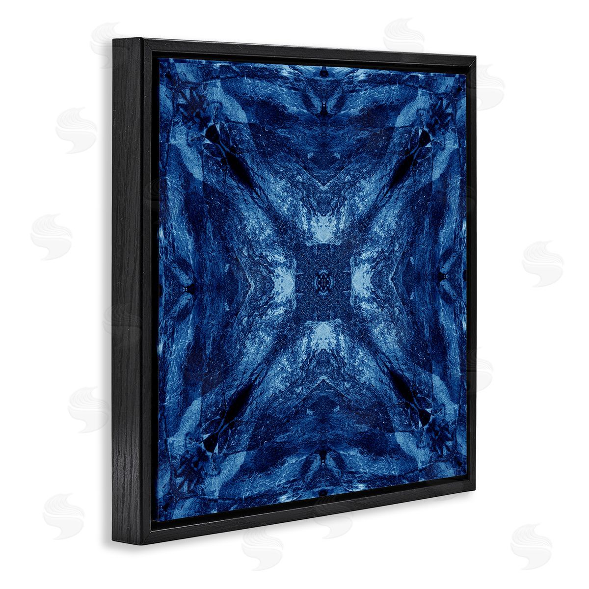 El Perkin Mirrored Blue Pattern Black Floating Frame Canvas Wall Art Print
