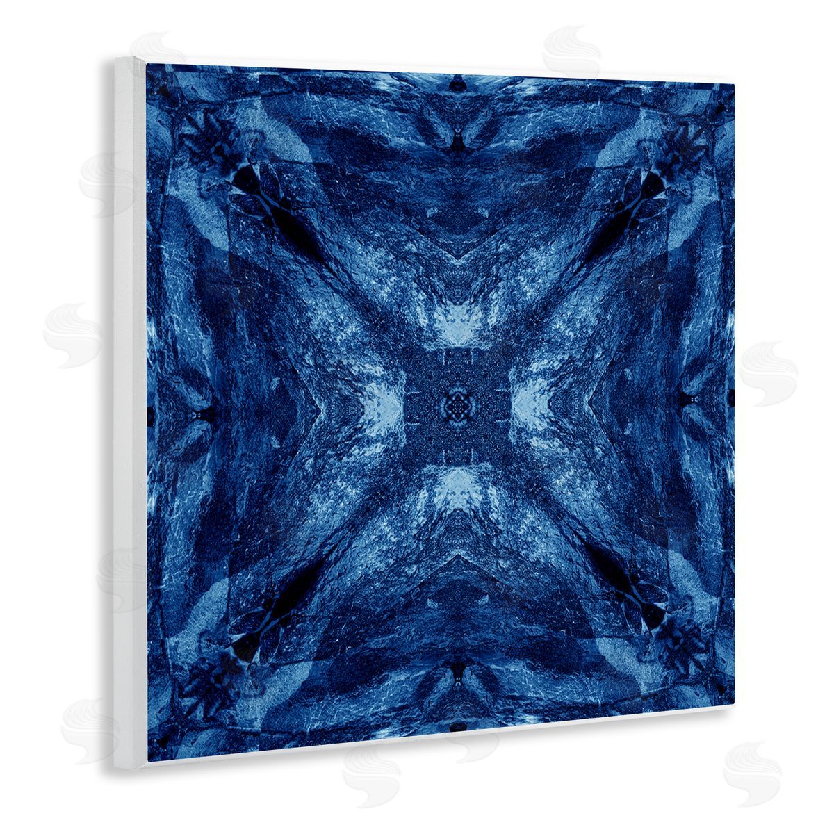 El Perkin Mirrored Blue Pattern Wooden Wall Plaque Art Print